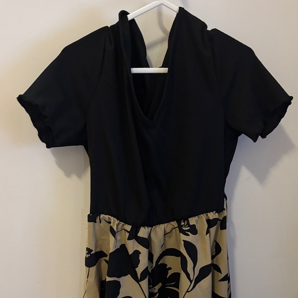 Black and Tan Floral Dress